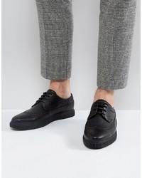 ASOS DESIGN Asos Creeper Brogue Shoes In Black Faux Leather