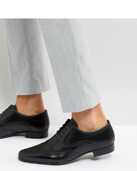 ASOS DESIGN Asos Wide Fit Oxford Brogue Shoes In Black Leather