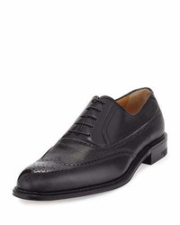 a. testoni Atestoni Wing Tip Leather Oxford Shoe Black