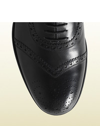 Gucci Black Brogue Leather Lace Up Shoe