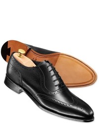 Charles Tyrwhitt Black Gresham Alpine Calf Leather Full Brogue Shoes