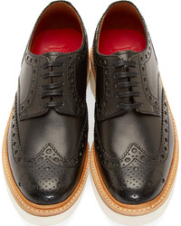 Grenson Black Leather Archie Wingtip Brogues