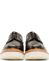 Grenson Black Leather Archie Wingtip Brogues