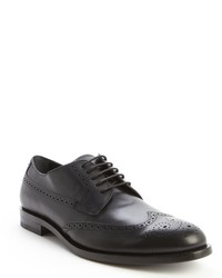 Tod's Black Leather Wingtip Accent Lace Up Oxfords