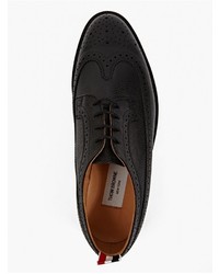 Thom Browne Black Pebblegrain Leather Wingtip Brogue Shoes