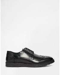 Asos Brand Brogue Shoes In Black Leather