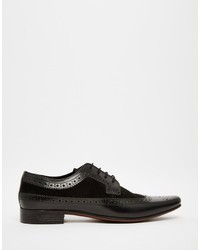 Asos Brand Brogue Shoes In Black Leather And Suede Mix