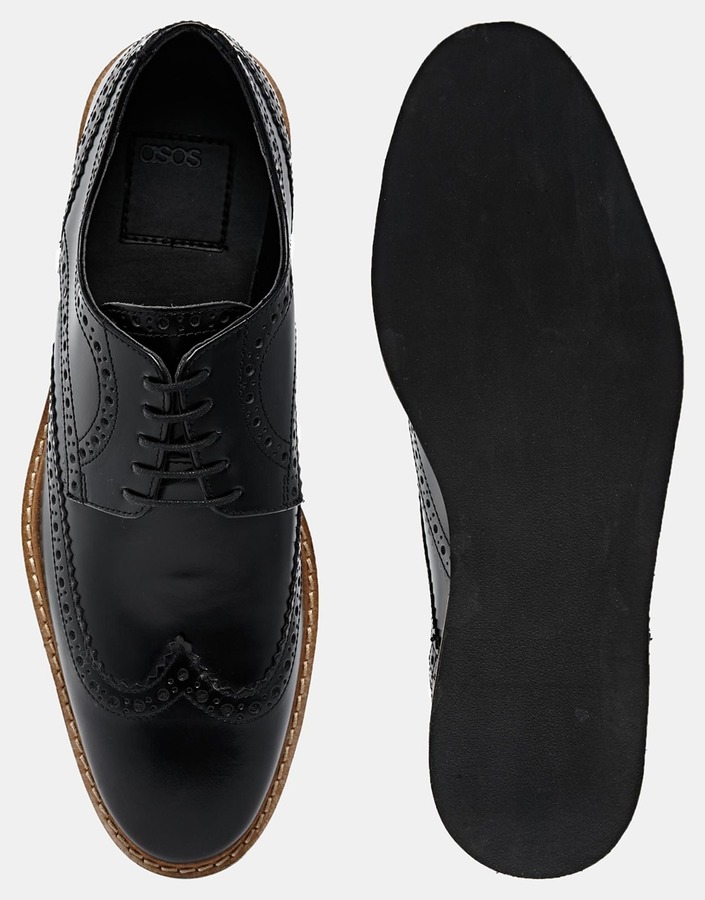 Asos Brand Brogue Shoes In Leather 90 Asos Lookastic 4503