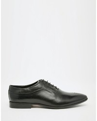 Asos Brand Oxford Shoes In Black Leather With Brogue Toe Detail