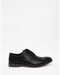 Asos Brand Wide Fit Oxford Shoes In Black Leather