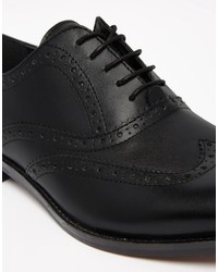 Asos Brand Wide Fit Oxford Shoes In Black Leather