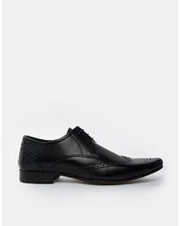 Asos Brand Wingcap Brogue Shoes In Black Leather