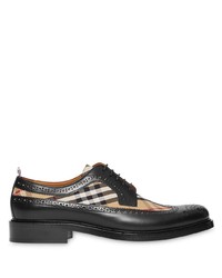Burberry Brogue Detail Leather And Vintage Check Derby Shoes