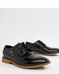 ASOS DESIGN Brogue Shoes In Black Faux Leather With Sole