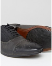 Asos Brogue Shoes In Black Leather And Textile