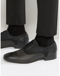 Asos Brogue Shoes In Black Leather And Textile