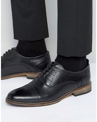 Asos Brogue Shoes In Black Leather With Natural Sole