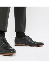 ASOS DESIGN Brogue Shoes In Black Leather With Sole