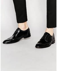 Asos Brogue Shoes In Black Leather With Stud Detailing