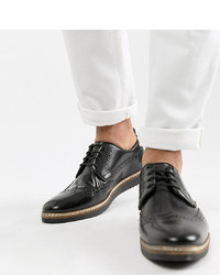 ASOS DESIGN Brogue Shoes In Black Leather With Wedge Sole