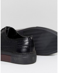 Asos Brogues In Black Leather With Hybrid Sole