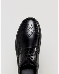 Asos Brogues In Black Leather With Hybrid Sole