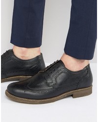Red Tape Brogues In Black Milled Leather