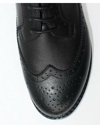ChicNova Vintage Black Leather Cut Out Brogues