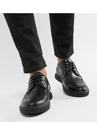 ASOS DESIGN Creeper Brogue Shoes In Black Faux Leather