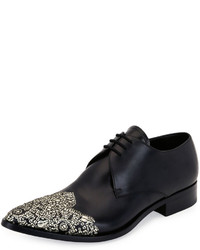 Alexander McQueen Embellished Wing Tip Pointed Toe Oxford Black