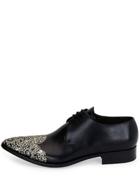 Alexander McQueen Embellished Wing Tip Pointed Toe Oxford Black