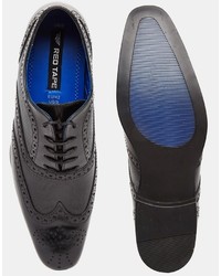 Red Tape Etched Brogues In Black Leather