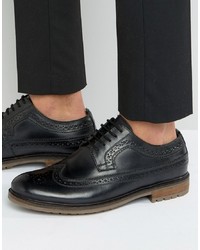 Silver Street Fenchurch Brogues In Black Leather