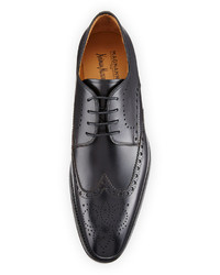 Magnanni For Neiman Marcus Leather Brogue Wing Tip Oxford Black