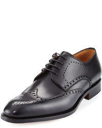 Magnanni For Neiman Marcus Leather Brogue Wing Tip Oxford Black
