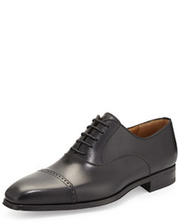 Magnanni For Neiman Marcus Wolden Perforated Lace Up Dress Shoe Black