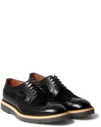 Paul Smith Grand Suede Panelled Polished Leather Wingtip Brogues