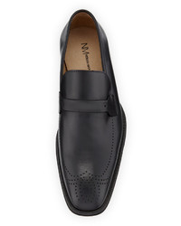 Neiman Marcus Jeffereys Slip On Leather Dress Shoe Black