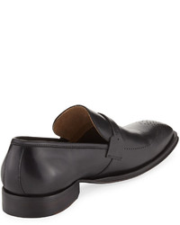 Neiman Marcus Jeffereys Slip On Leather Dress Shoe Black