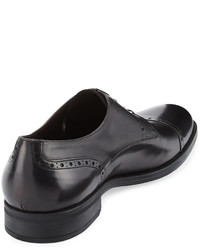 Ermenegildo Zegna Leather Cap Toe Derby Shoe Black