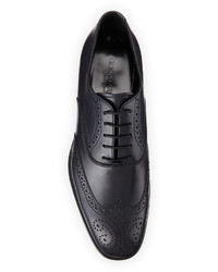 Giorgio Armani Leather Wing Tip Oxford Black