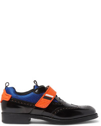 Prada Mesh And Rubber Trimmed Leather Wingtip Brogues