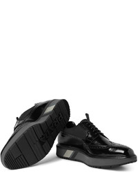 Prada Mesh Panelled Spazzolato Leather Wingtip Brogues