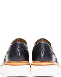 Grenson Navy Pebbled Leather Double Sole Archie Brogues