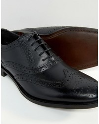 Asos Oxford Brogue Shoes In Black Leather Wide Fit Available