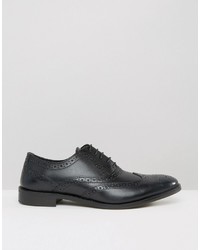 Asos Oxford Brogue Shoes In Black Leather Wide Fit Available