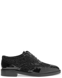 Burberry Patent Leather And Lace Brogues Black