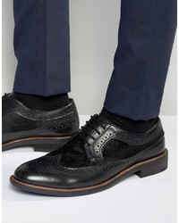 Dune Pony Hair Brogues In Black Leather