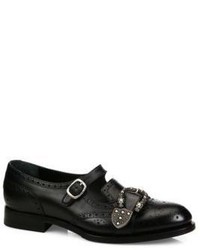 Gucci Queercore Leather Mary Janes Brogue Shoes