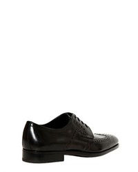 Salvatore Ferragamo Romeo Brogued Oiled Leather Derby Shoes